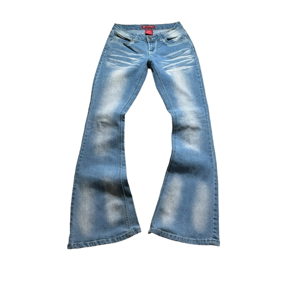 2000s Red Rivet Flare Jeans